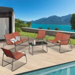 Idmarket salon de jardin bas malaga 6 places avec 2 canap�s fauteuils et table terracotta