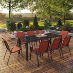 Idmarket salon de jardin madrid table 190 cm et 8 chaises empilables terracotta