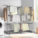 Idmarket s�choir � linge vertical pliable et extensible 3 niveaux maxi capacit� 40m inox et gris