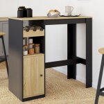 Idmarket table de bar ameri avec placard et range bouteilles 2 personnes bois et noir