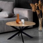 Idmarket table basse ronde alix pied araign�e 70 cm bois et noir