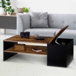 Idmarket table basse bar contemporaine rectangulaire izia avec coffre bois effet vieilli et noir