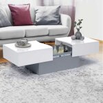 Idmarket table basse coulissante rectangulaire marta bois gris et plateau blanc