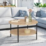 Idmarket table basse double plateau rond detroit 70 cm design industriel