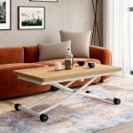 Idmarket table basse extensible relevable en table � manger rectangulaire urbana 100 cm plateau fa�on ...