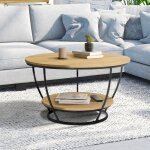 Idmarket table basse filaire double plateau ronde detroit 70 cm design industriel