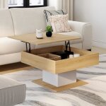 Idmarket table basse plateau relevable eden carr�e bois et blanc