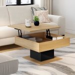Idmarket table basse plateau relevable eden carr�e bois et noir