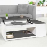 Idmarket table basse plateau relevable rectangulaire elea avec coffre bois blanc et gris