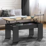 Idmarket table basse plateau relevable rectangulaire tara bois noir et imitation h�tre