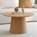 Idmarket table basse ronde angele 70 cm pied central bois effet h�tre