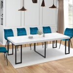 Idmarket table console extensible 10 personnes 235 cm plateau effet marbre blanc alaska