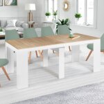 Idmarket table console extensible orlando 10 personnes 235 cm bois blanc et fa�on h�tre