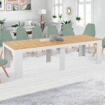 Idmarket table console extensible orlando 14 personnes 300 cm blanc et fa�on h�tre