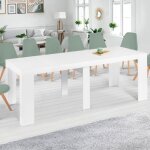 Idmarket table console extensible orlando 14 personnes 300 cm bois blanc