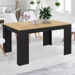 Idmarket table console extensible orlando 6 personnes 140 cm bois noir et fa�on h�tre