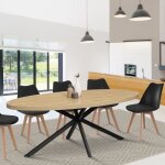 Idmarket table � manger ovale alix 10 personnes pied araign�e bois et noir 200 cm