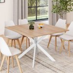 Idmarket table � manger carr�e alix 8 personnes pied araign�e bois et blanc 110 cm