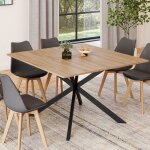 Idmarket table � manger carr�e alix 8 personnes pied araign�e bois et noir 110 cm