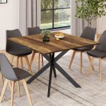 Idmarket table � manger carr�e alix 8 personnes pied araign�e noir et plateau bois fonc� hawkins 110 ...