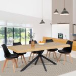 Idmarket table � manger extensible rectangle alix 6 - 10 personnes bois et noir 160 - 200 cm