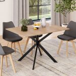 Idmarket table � manger extensible carr�e alix 4 - 6 personnes pied araign�e bois et noir 80 - 120 cm ...