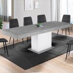 Idmarket table � manger extensible rectangle eden 6 - 10 personnes b�ton et blanc 160 - 200 cm