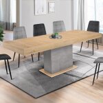 Table � manger rectangle extensible - idmarket - eden - bois et b�ton - 6 - 10 personnes - 160 - 200 ...