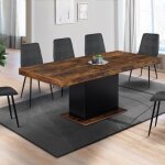 Table � manger rectangle extensible - idmarket - eden - bois vieilli et noir - 6 - 10 personnes - 160 ...