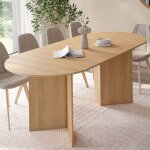 Idmarket table � manger extensible ovale marthe 6 - 10 personnes bois fa�on h�tre 160 - 200 cm