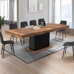 Idmarket table � manger extensible rectangle eden 6 - 10 personnes plateau hawkins bois fonc� et noir ...