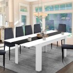 Idmarket table � manger extensible rectangle georgia 6 - 10 personnes blanche et noire 140 - 220 x 90 ...