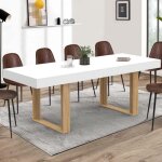 Idmarket table � manger extensible rectangle phoenix 4 - 8 personnes blanc pieds bois 160 - 200 cm