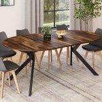 Table � manger ronde extensible - idmarket - alix - bois vieilli et noir - 4 - 10 personnes - 110 - 200 ...