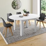 Idmarket table � manger extensible ronde dona 4 - 8 personnes blanc 110 - 150 cm