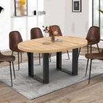 Idmarket table � manger extensible ronde phoenix 4 - 6 personnes bois et noir 110 - 150 cm