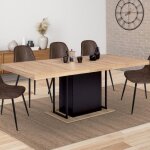 Idmarket table � manger extensible rectangle ugo 6 - 10 personnes bois fa�on h�tre et noir 160 - 200 ...