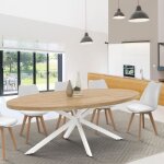Idmarket table � manger ovale alix 10 personnes pied araign�e bois et blanc 200 cm