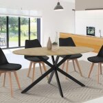 Idmarket table � manger ovale alix 8 personnes pied araign�e bois et noir 150 cm
