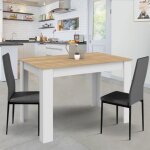 Table � manger rectangle fixe - idmarket - rozy - bois et blanc - 4 personnes - 110 cm