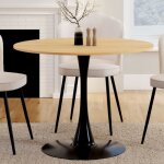 Idmarket table � manger ronde dalia 4 personnes pieds tulipe bois et noir 100 cm