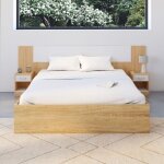 Idmarket t�te de lit sur pied avec chevets modulables sapa pour lit 140 160 ou 180 cm bois et blanc