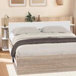 Idmarket t�te de lit sur pied ciri pour lit 140 et 160 cm avec rangements blanc et bois