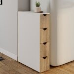 Idmarket tour de rangement 4 tiroirs wilo sur roulettes colonne gain de place blanc et fa�on h�tre