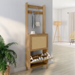 Idmarket vestiaire dentr�e hanae meuble chaussures 2 portes effet naturel cannage