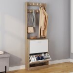 Idmarket vestiaire dentr�e klark meuble chaussures 2 portes effet bois et blanc