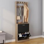 Idmarket vestiaire dentr�e klark meuble chaussures 2 portes effet bois et noir