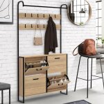 Idmarket vestiaire dentr�e luis meuble chaussures 4 portes design industriel