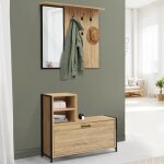 Idmarket vestiaire dentr�e detroit avec miroir et range - chaussures design industriel