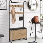 Idmarket vestiaire dentr�e luis avec banc et meuble � chaussures 1 porte design industriel